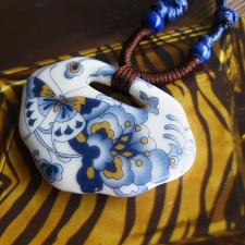 青花瓷项链 蝶恋花 民族风饰品 景德镇厂家直销 陶瓷项链
